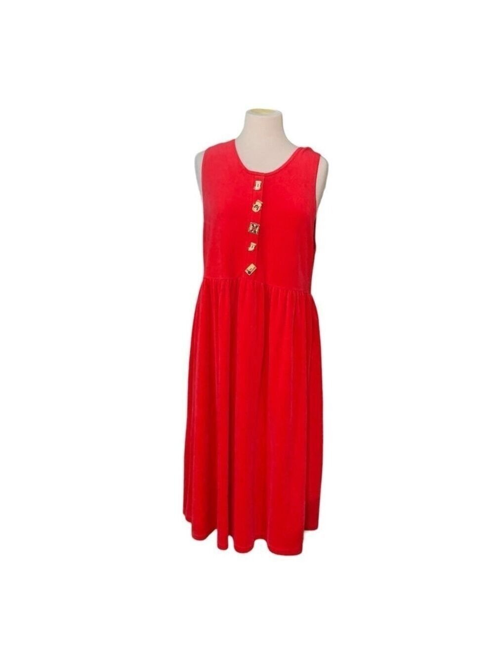 Vintage 90’s red terrycloth Christmas sleeveless maxi dress size M
